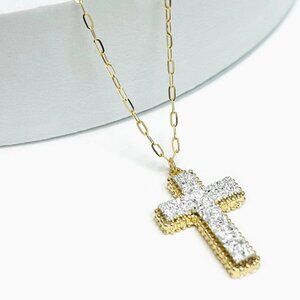 Cross Resin Druzy Pendant Dainty Chain Necklace